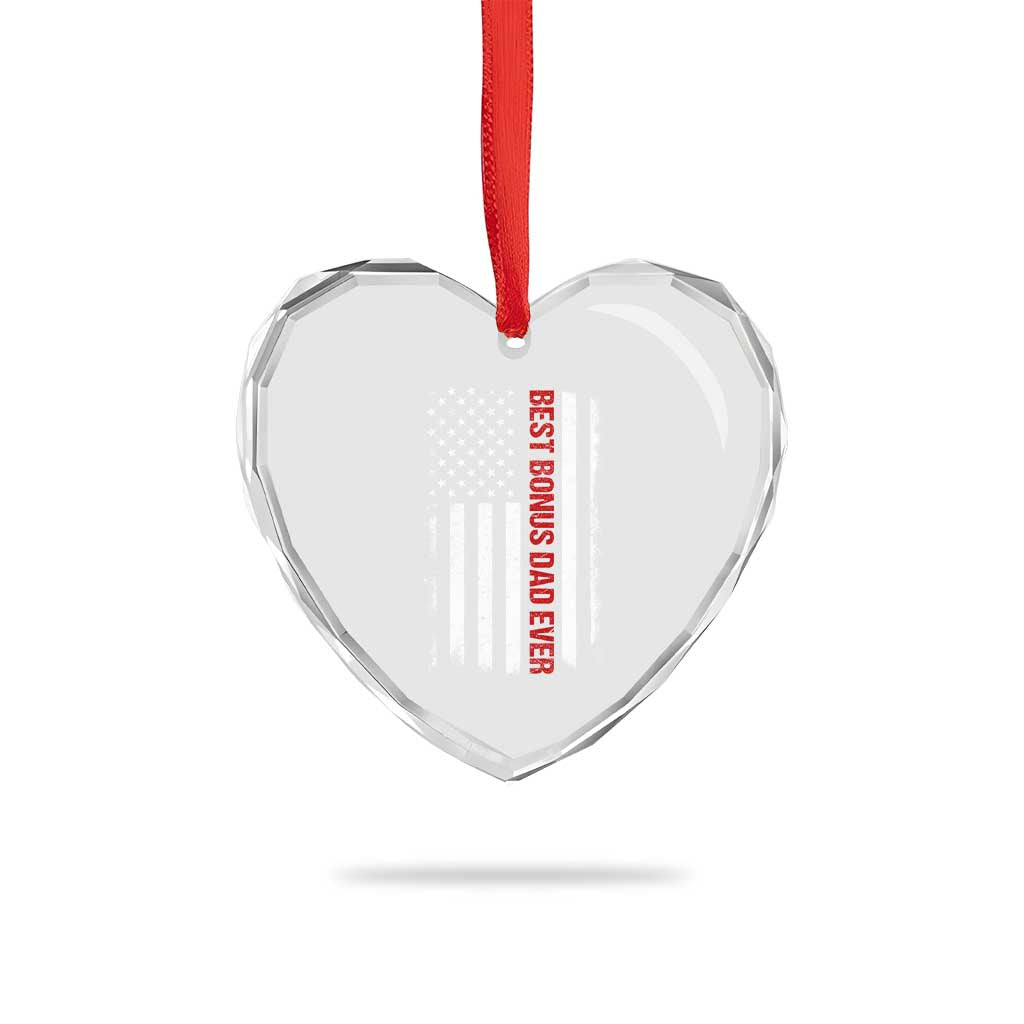Best Effin Bonus Dad Ever Heart Crystal Glass Ornament Funny Stepdad American Flag TS10 Print Your Wear
