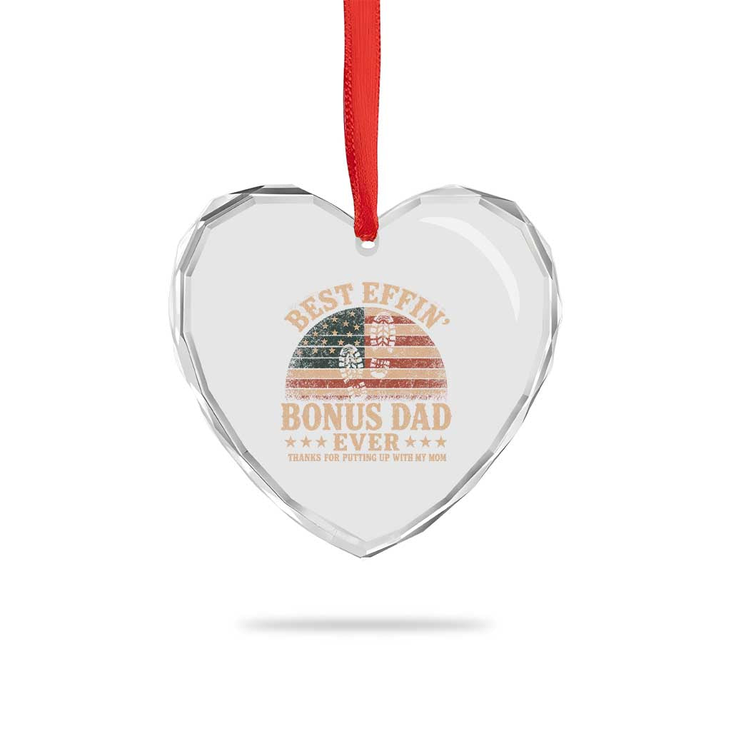Best Effin Bonus Dad Ever Heart Crystal Glass Ornament Step Dad American Flag Father's Day Gifts TS11 Print Your Wear