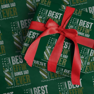 Best Effin Bonus Dad Ever Wrapping Paper Roll Step Dad Gun American Flag TS10 Green Print Your Wear