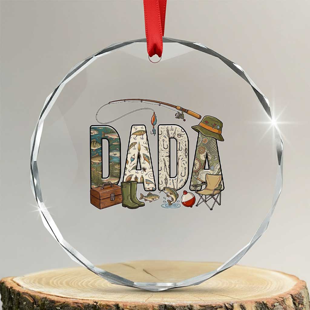 Best Fishing Dada Retro Vintage Outdoorsman Crystal Glass Ornament Bass Angler Dad Fisherman Fathers Day Gift for Men TS02 Transparent Glass 3'' Circle Print Your Wear