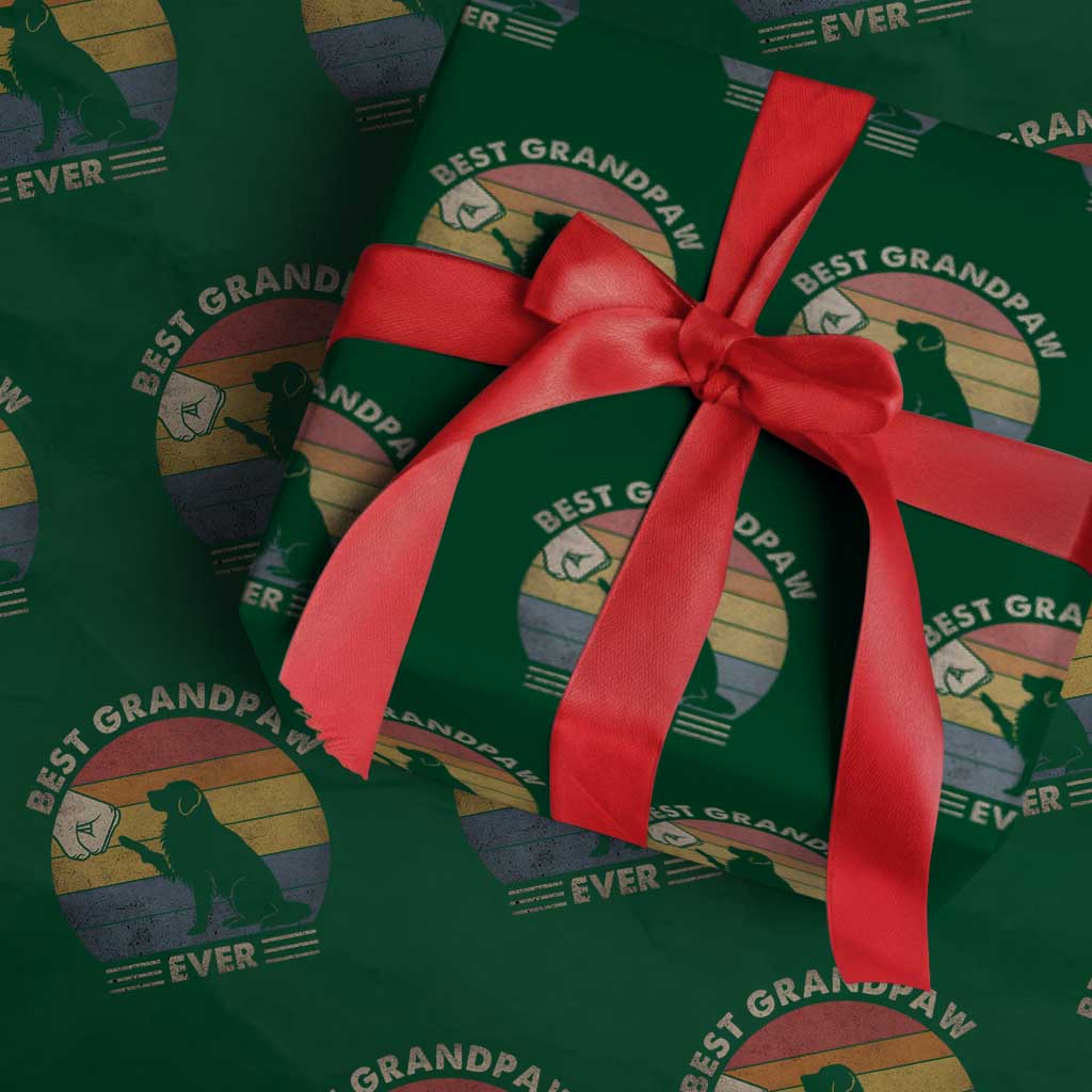 Best Grandpaw Ever Wrapping Paper Roll Retro Dog Grandpa Fathers Day Gift From Dog TS10 Green Print Your Wear