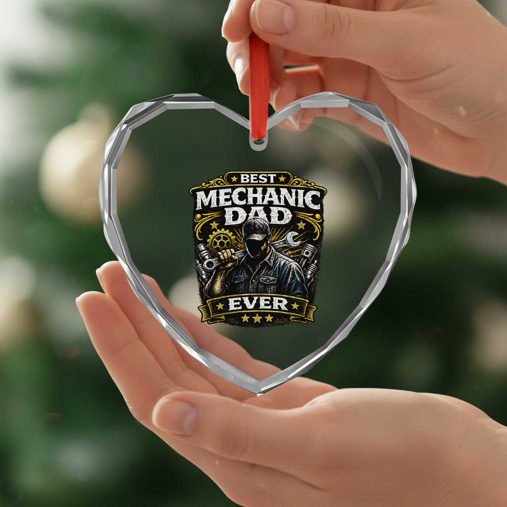Best Mechanic Dad Ever Heart Crystal Glass Ornament Auto Repair Fathers Day Graphic TS12 Print Your Wear