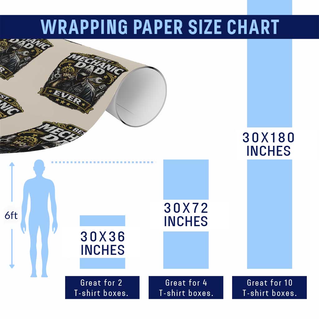 Best Mechanic Dad Ever Wrapping Paper Roll Auto Repair Fathers Day Graphic TS12 Print Your Wear