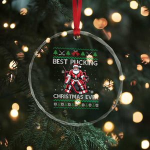 Best Pucking Christmas Ever Crystal Glass Ornament Santa Hockey Goalie Ugly Sweater Gift TS12 Print Your Wear