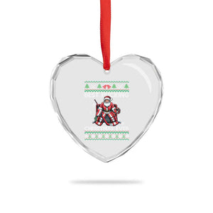 Best Pucking Christmas Ever Heart Crystal Glass Ornament Santa Hockey Goalie Ugly Sweater Gift TS12 Print Your Wear