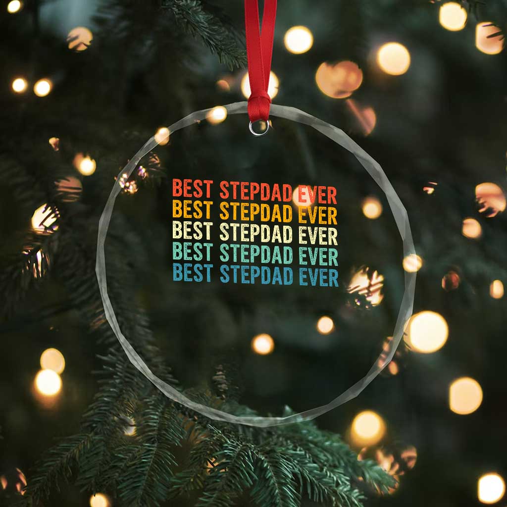 Best Stepdad Ever Crystal Glass Ornament Funny Retro Stepdad Bonus Dad TS10 Print Your Wear