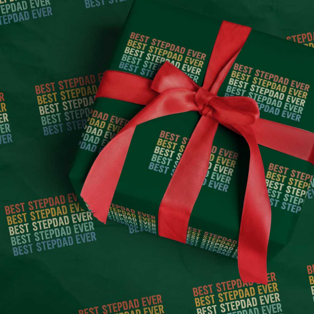 Best Stepdad Ever Wrapping Paper Roll Funny Retro Stepdad Bonus Dad TS10 Green Print Your Wear