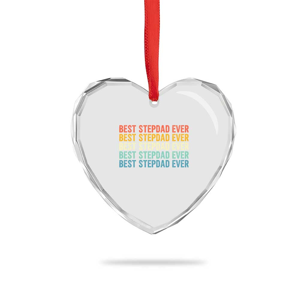 Best Stepdad Ever Heart Crystal Glass Ornament Funny Retro Stepdad Bonus Dad TS10 Print Your Wear