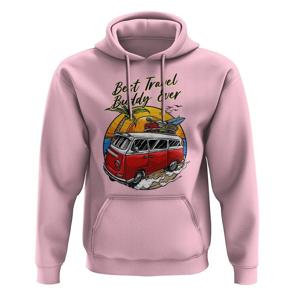 Best Travel Buddy Ever Hoodie Vintage Beach Van Summer Vacation TS11 Light Pink Print Your Wear