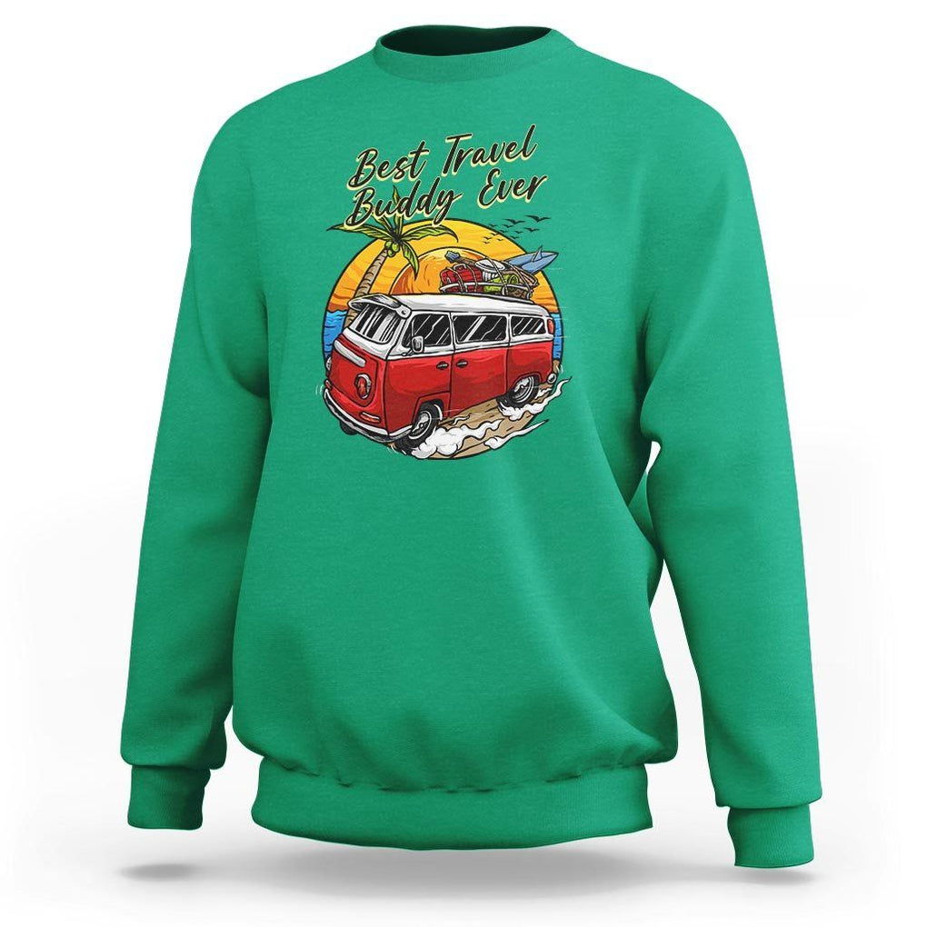 Best Travel Buddy Ever Sweatshirt Vintage Beach Van Summer Vacation TS11 Irish Green Print Your Wear