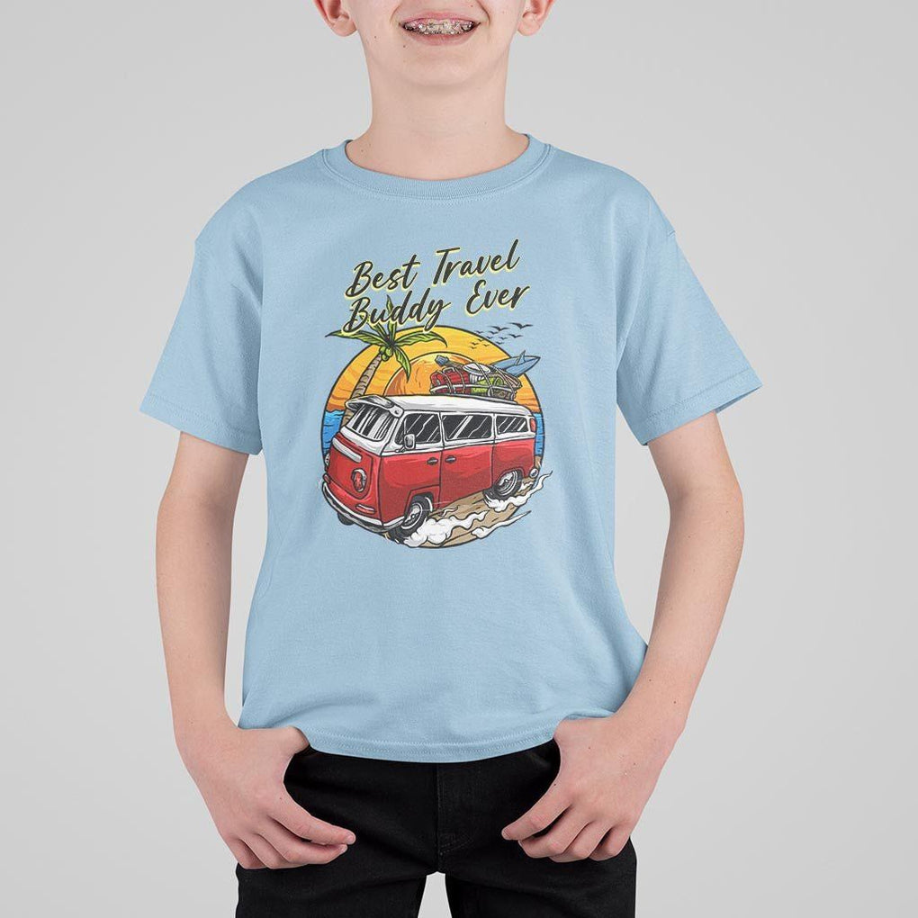 Best Travel Buddy Ever T Shirt For Kid Vintage Beach Van Summer Vacation TS11 Light Blue Print Your Wear
