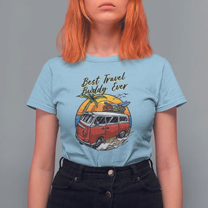 Best Travel Buddy Ever T Shirt For Women Vintage Beach Van Summer Vacation TS11 Light Blue Print Your Wear