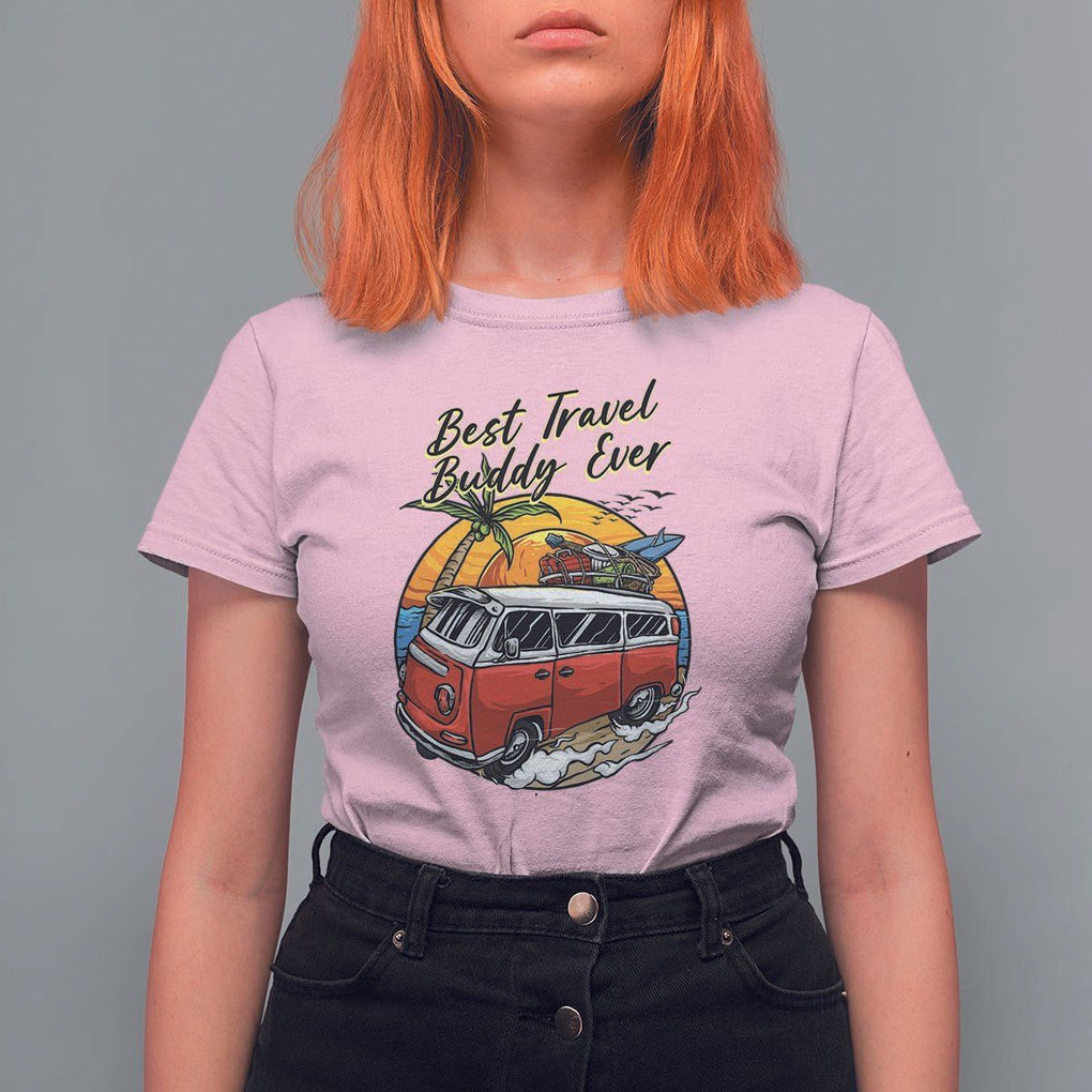 Best Travel Buddy Ever T Shirt For Women Vintage Beach Van Summer Vacation TS11 Light Pink Print Your Wear