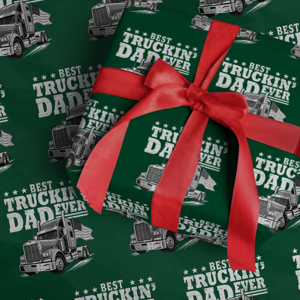 Best Truckin Dad Ever Wrapping Paper Roll Trucker Papa Fathers Day Gift