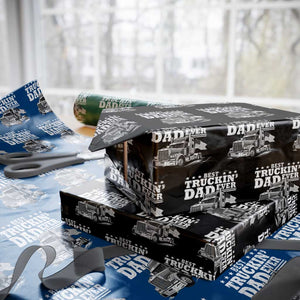 Best Truckin Dad Ever Wrapping Paper Roll Trucker Papa Fathers Day Gift