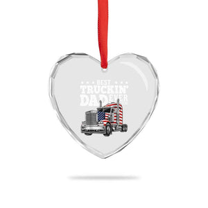 Best Truckin Dad Ever Heart Crystal Glass Ornament Funny Rig Trucker Fathers Day