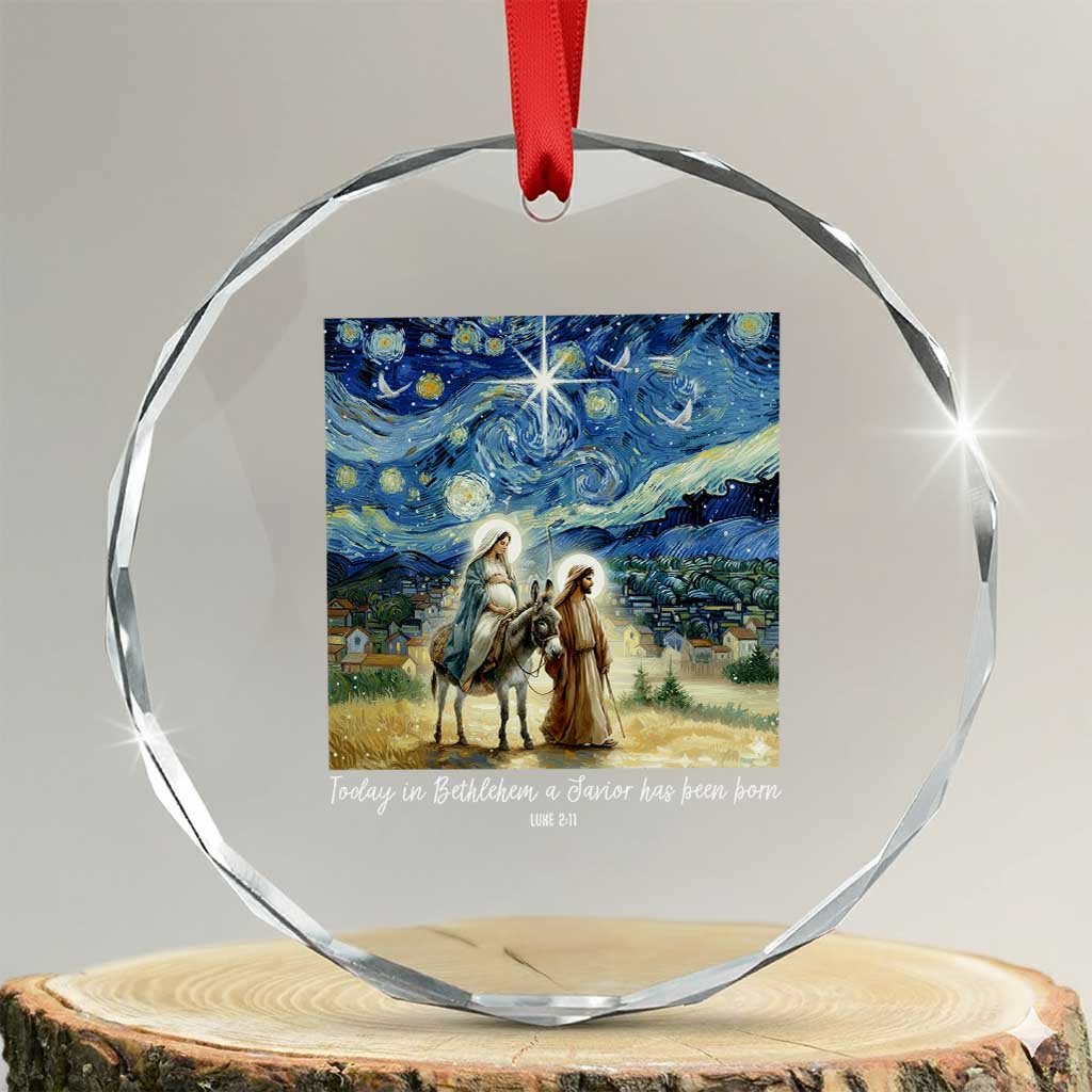 Bethlehem Starry Night Crystal Glass Ornament Nativity Luke 2:11 Christian Christmas TS14 Transparent Glass 3'' Circle Print Your Wear