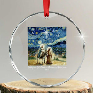 Bethlehem Starry Night Crystal Glass Ornament Nativity Luke 2:11 Christian Christmas TS14 Transparent Glass 3'' Circle Print Your Wear