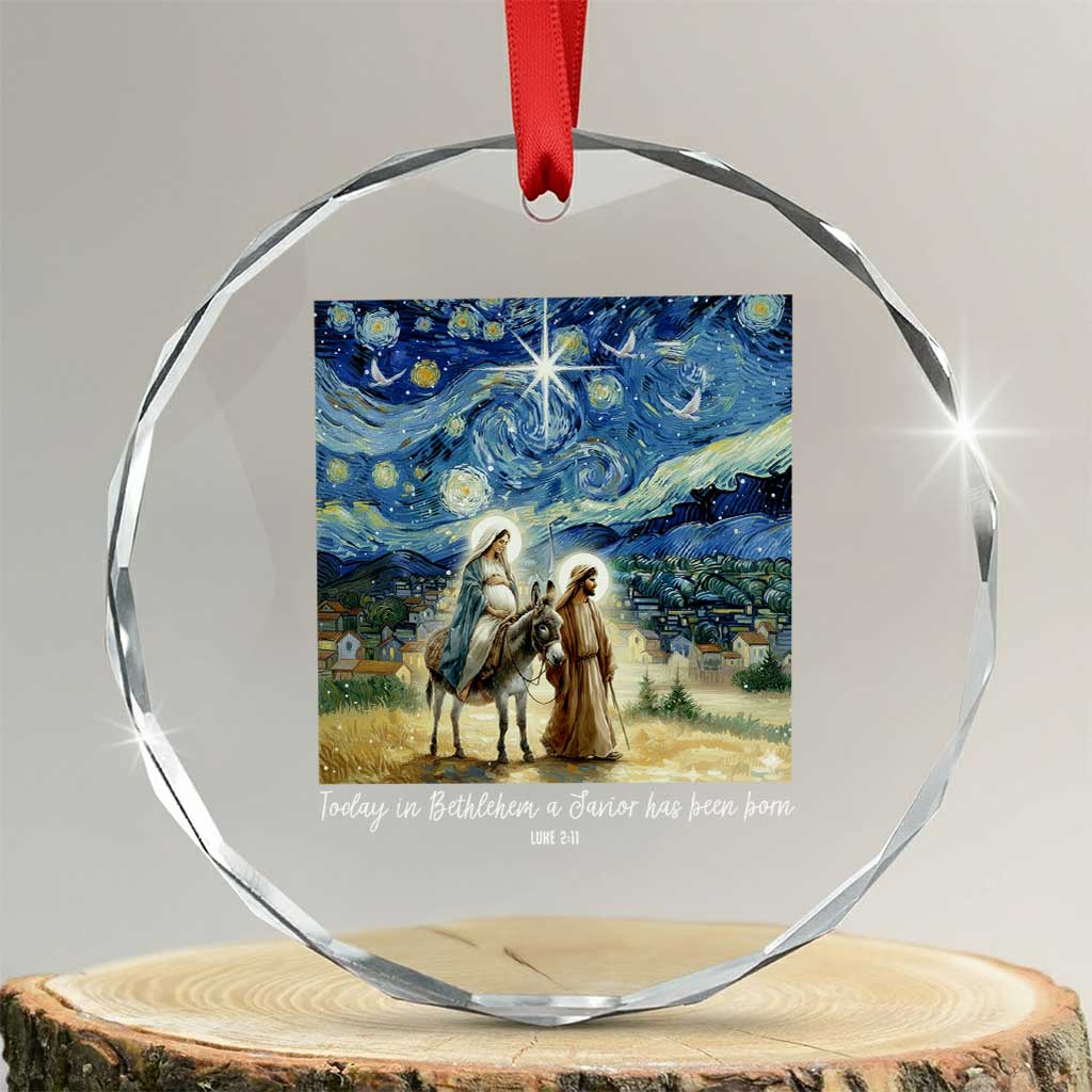 Bethlehem Starry Night Crystal Glass Ornament Nativity Luke 2:11 Christian Christmas TS14 Transparent Glass 3'' Circle Print Your Wear