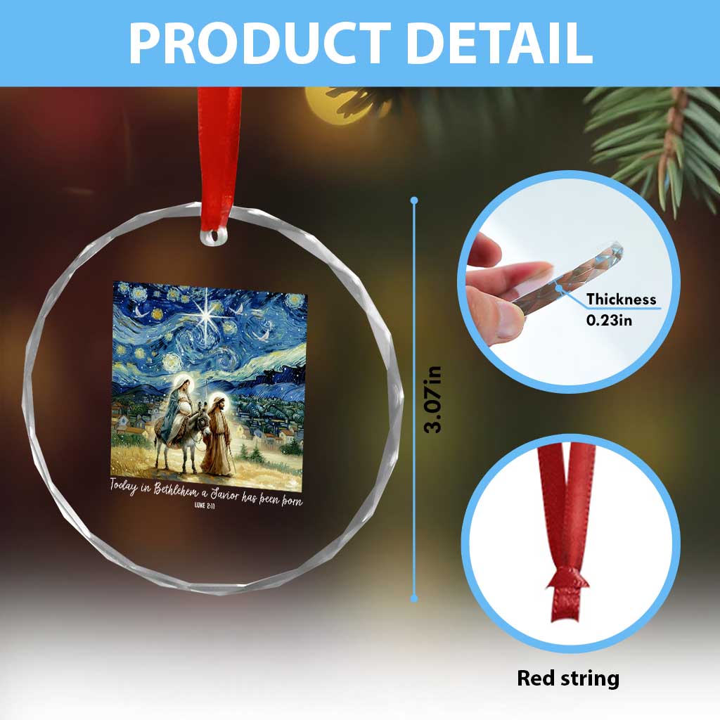Bethlehem Starry Night Crystal Glass Ornament Nativity Luke 2:11 Christian Christmas TS14 Print Your Wear