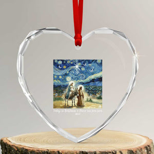 Bethlehem Starry Night Heart Crystal Glass Ornament Nativity Luke 2:11 Christian Christmas TS14 Transparent Glass 3'' Heart Print Your Wear