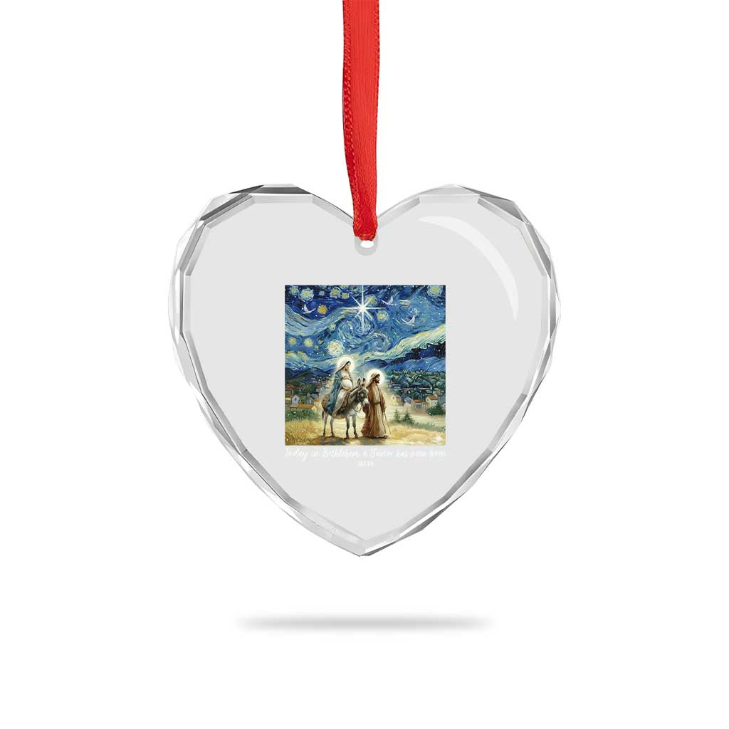 Bethlehem Starry Night Heart Crystal Glass Ornament Nativity Luke 2:11 Christian Christmas TS14 Print Your Wear