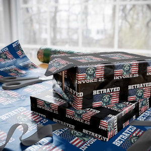Betrayed Invoke 25 Statue of Liberty Crying Wrapping Paper Roll 25th Amendment Distressed Flag Political Satire Graphic TS02 Black Print Your Wear