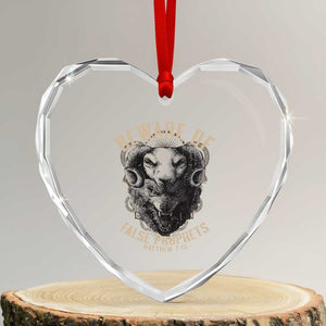 Beware Of False Prophets Heart Crystal Glass Ornament Christian Sheep Wolf TS11 Transparent Glass 3'' Heart Print Your Wear
