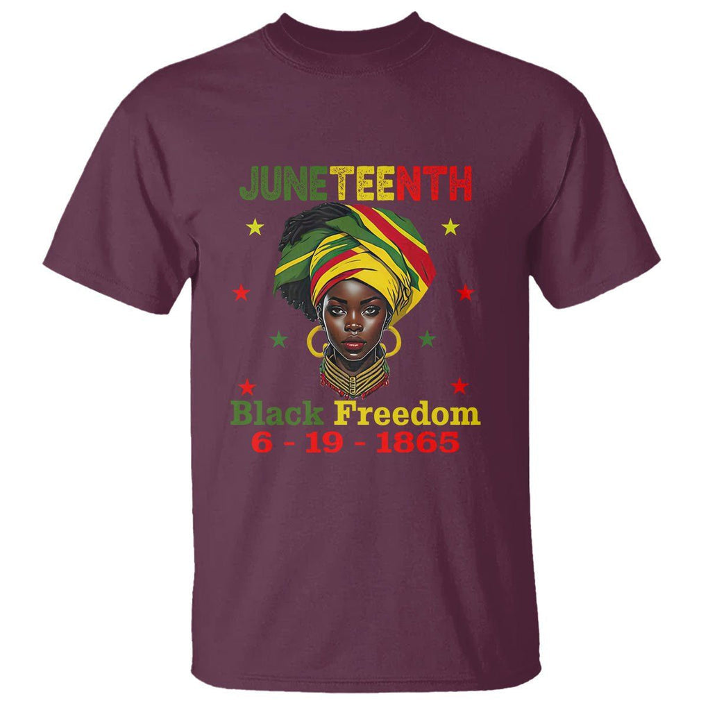 BHM T Shirt For African Women Juneteenth 1865 Celebrating TS01 Maroon Printyourwear
