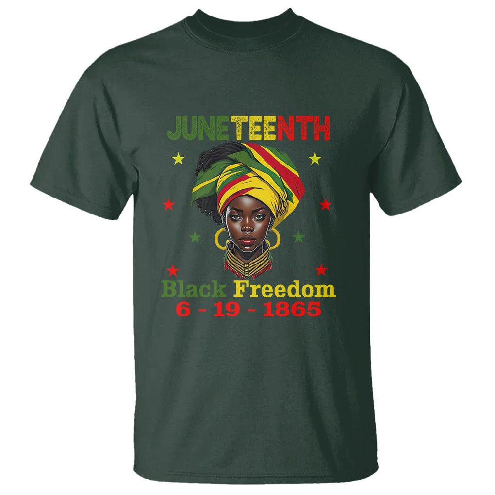 BHM T Shirt For African Women Juneteenth 1865 Celebrating TS01 Dark Forest Green Printyourwear