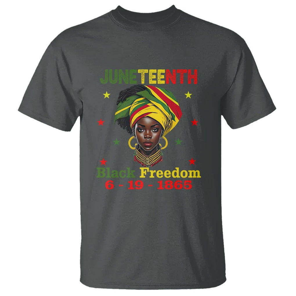 BHM T Shirt For African Women Juneteenth 1865 Celebrating TS01 Dark Heather Printyourwear