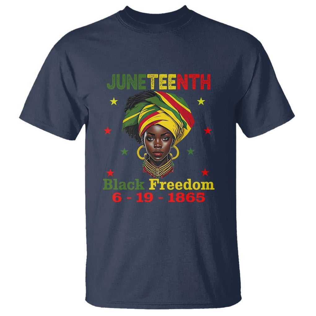BHM T Shirt For African Women Juneteenth 1865 Celebrating TS01 Navy Printyourwear