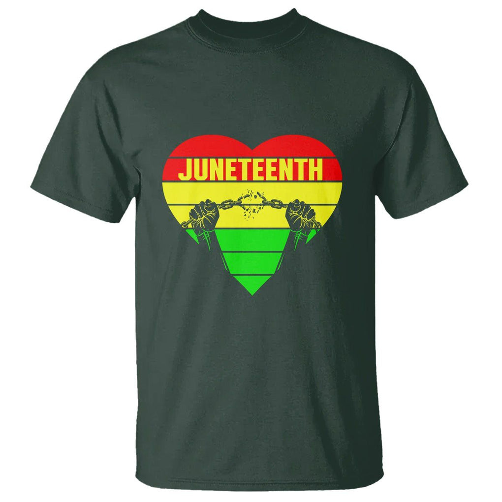 BHM T Shirt Juneteenth Breaking Every Chain TS01 Dark Forest Green Printyourwear