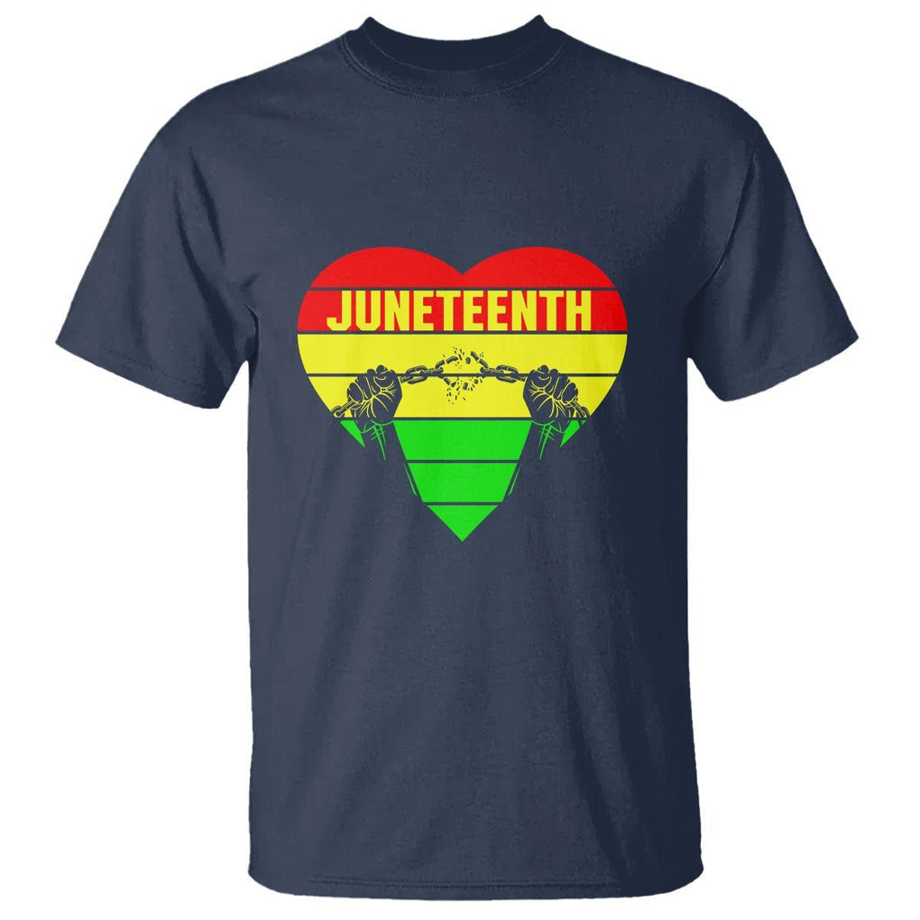 BHM T Shirt Juneteenth Breaking Every Chain TS01 Navy Printyourwear