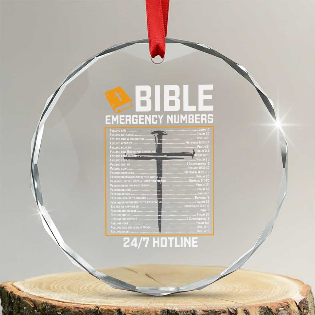 Bible Emergency Numbers Crystal Glass Ornament Funny Christian Bible Jesus Religious TS10 Transparent Glass 3'' Circle Print Your Wear