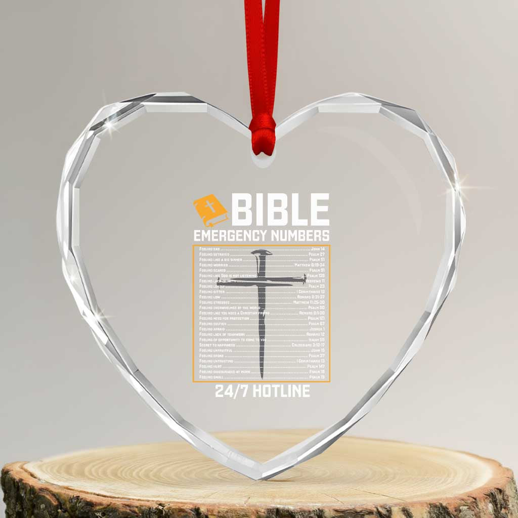 Bible Emergency Numbers Heart Crystal Glass Ornament Funny Christian Bible Jesus Religious TS10 Transparent Glass 3'' Heart Print Your Wear