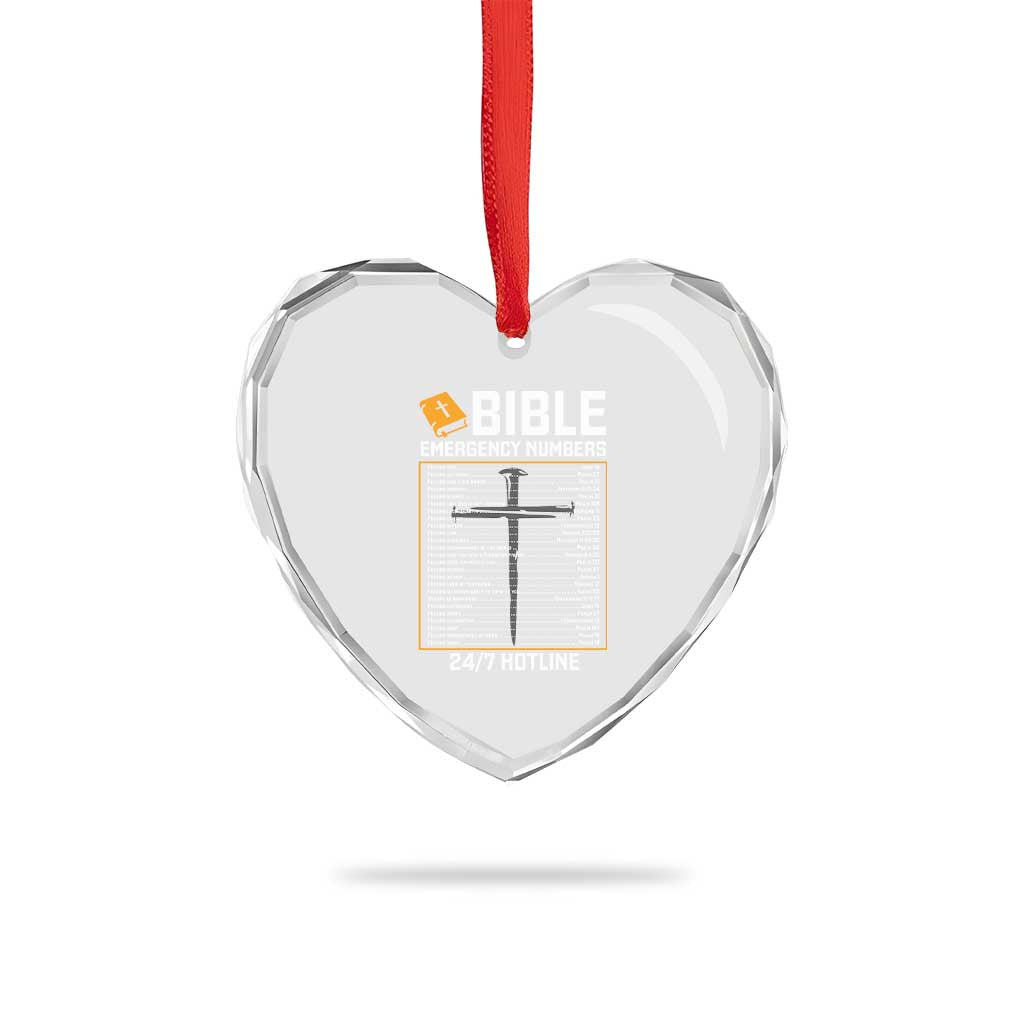 Bible Emergency Numbers Heart Crystal Glass Ornament Funny Christian Bible Jesus Religious TS10 Print Your Wear