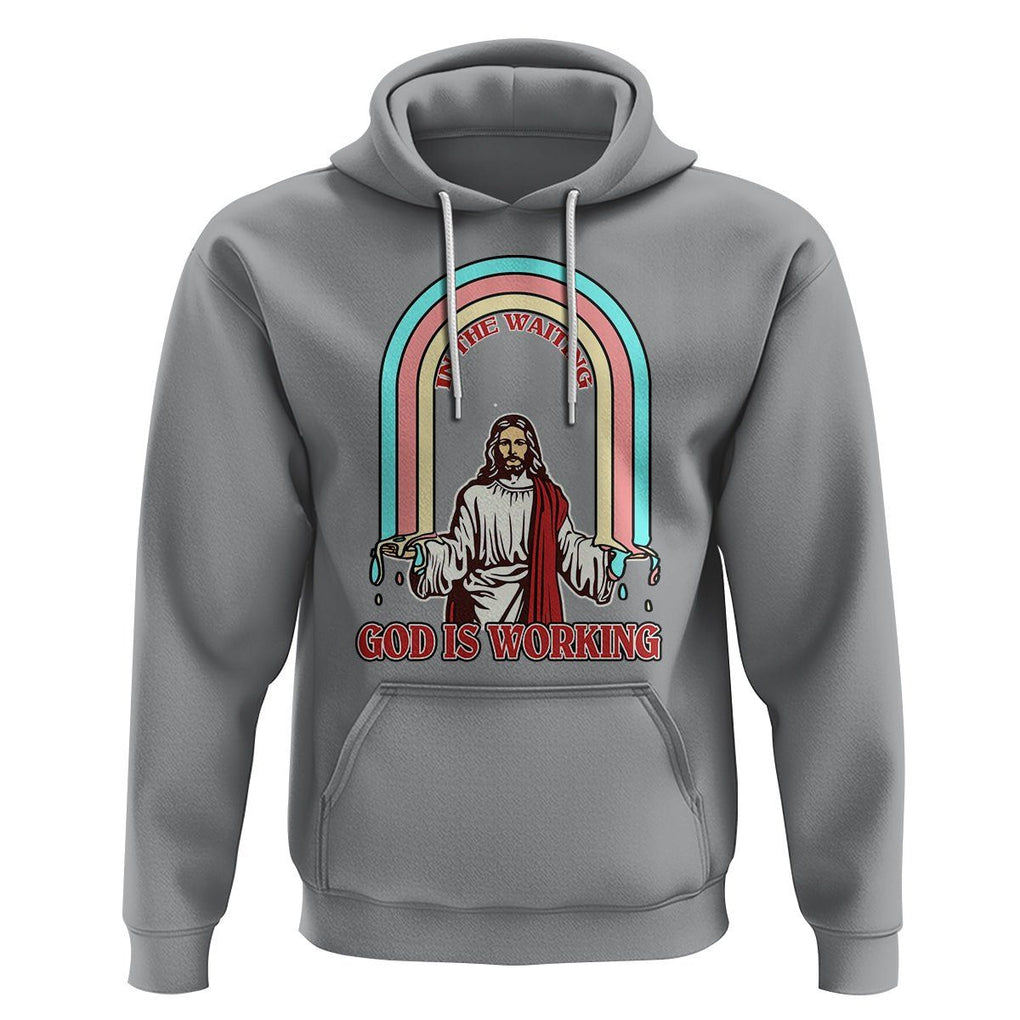 Bible Verse Hoodie Jesus In The Waiting God Is Working Christian Bible Religious TS02 Sport Gray Printyourwear