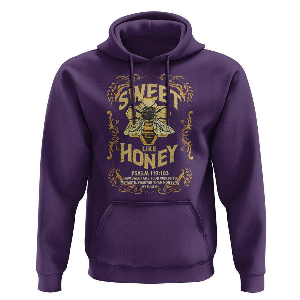 Bible Verse Hoodie Sweet Like Honey Psalm 119:103 Christian Faith Retro Vintage TS02 Purple Print Your Wear