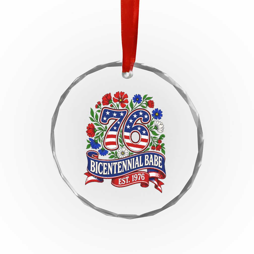 Bicentennial Babe 50th Birthday Crystal Glass Ornament Vintage 1976 Retro USA Floral TS11 Print Your Wear