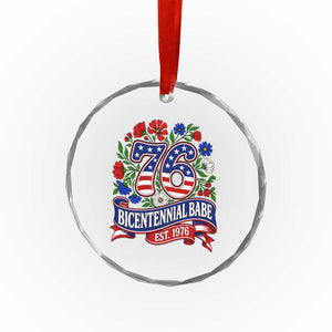 Bicentennial Babe 50th Birthday Crystal Glass Ornament Vintage 1976 Retro USA Floral TS11 Print Your Wear