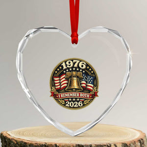 Bicentennial Born 1976 Liberty Bell Heart Crystal Glass Ornament America 250th Anniversary 50th Birthday