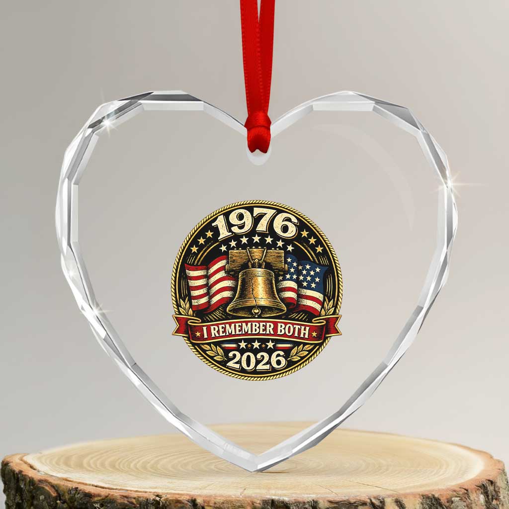 Bicentennial Born 1976 Liberty Bell Heart Crystal Glass Ornament America 250th Anniversary 50th Birthday TS02 Transparent Glass 3'' Heart Print Your Wear