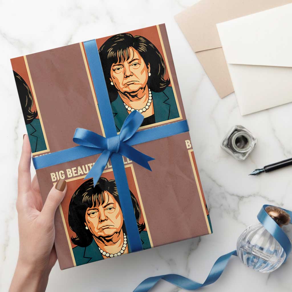 Big Beautiful Bill Donica Lewinsky Wrapping Paper Roll Funny Political Trump Meme Vintage Parody TS02 Mocha Print Your Wear