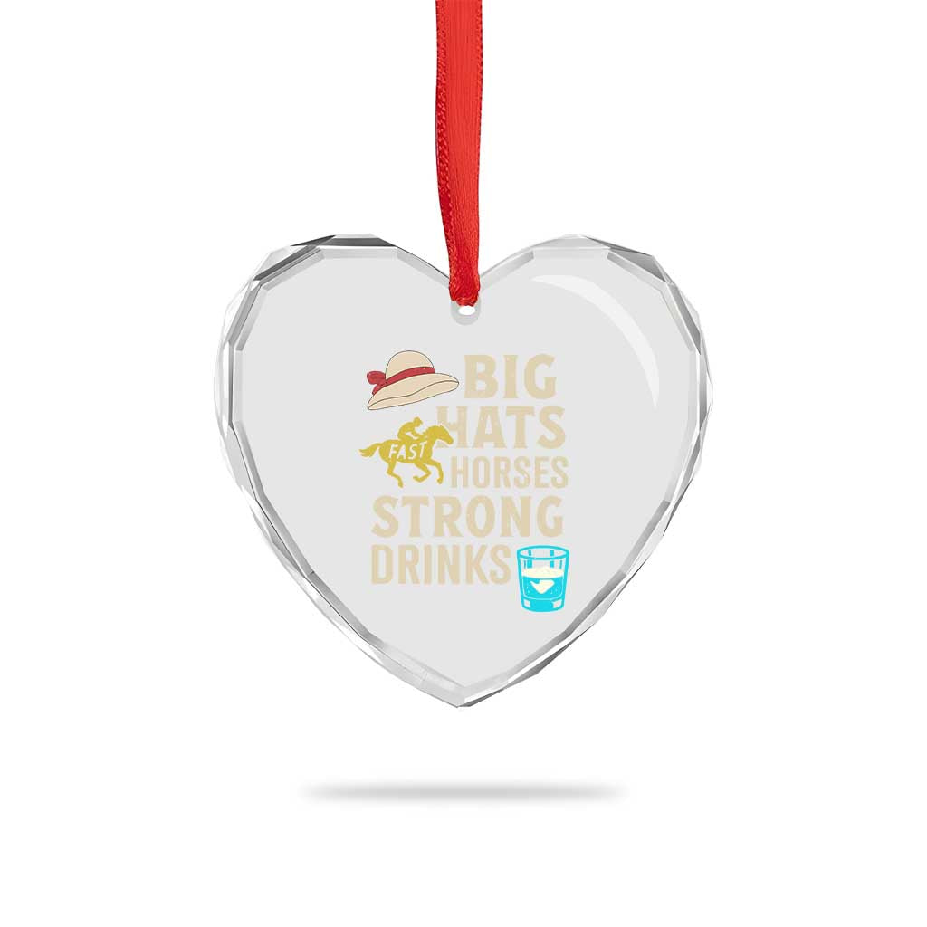 Big Hats Fast Horses Strong Drinks Retro Heart Crystal Glass Ornament Southern Derby Day Watch Party Graphic TS02 Print Your Wear