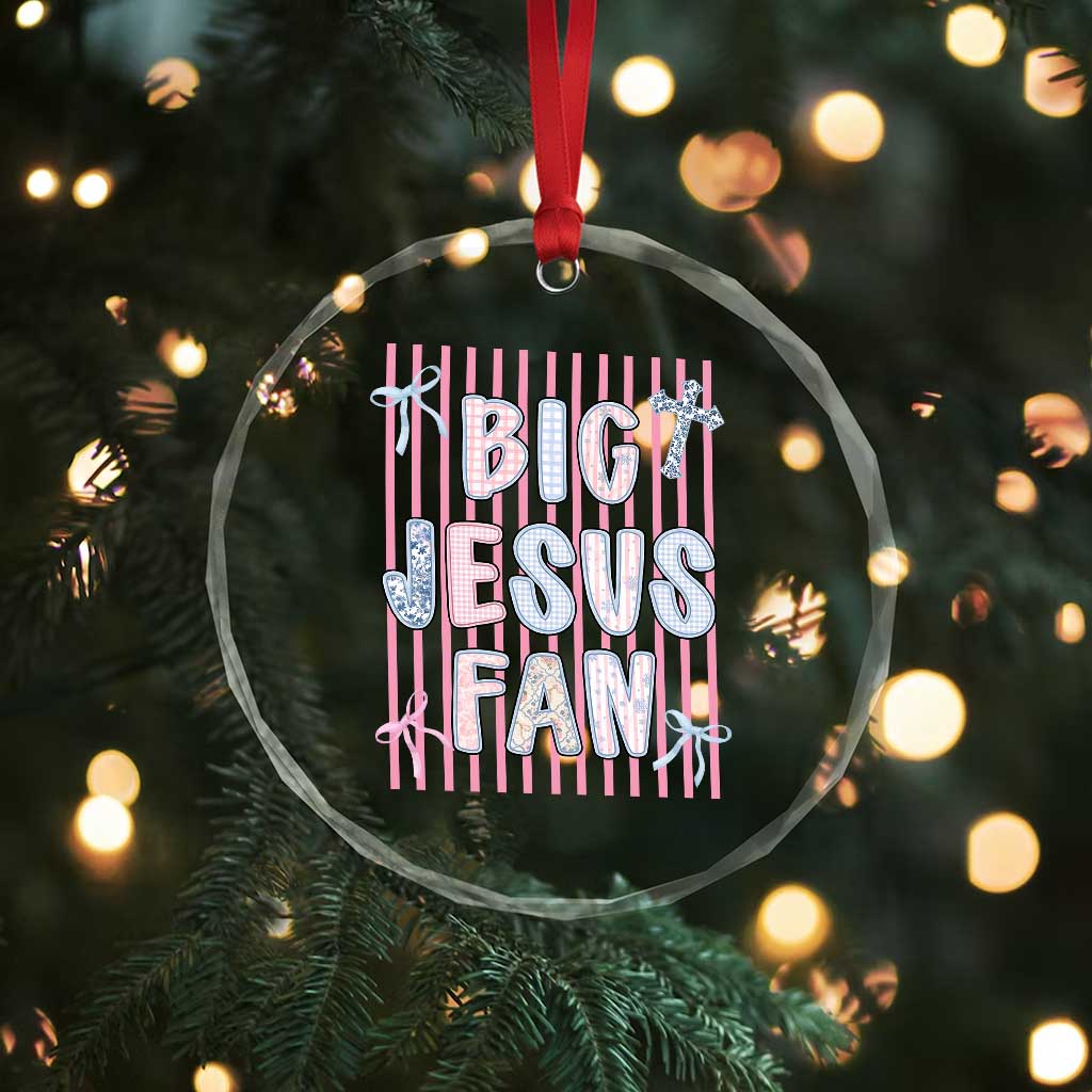 Big Jesus Fan Crystal Glass Ornament Striped Preppy Christian Believer Faith God Religious Gifts TS10 Print Your Wear