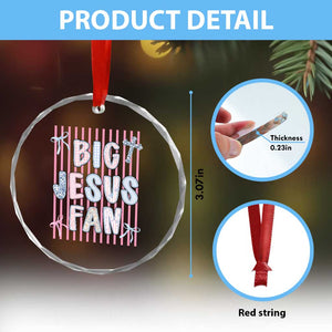 Big Jesus Fan Crystal Glass Ornament Striped Preppy Christian Believer Faith God Religious Gifts TS10 Print Your Wear