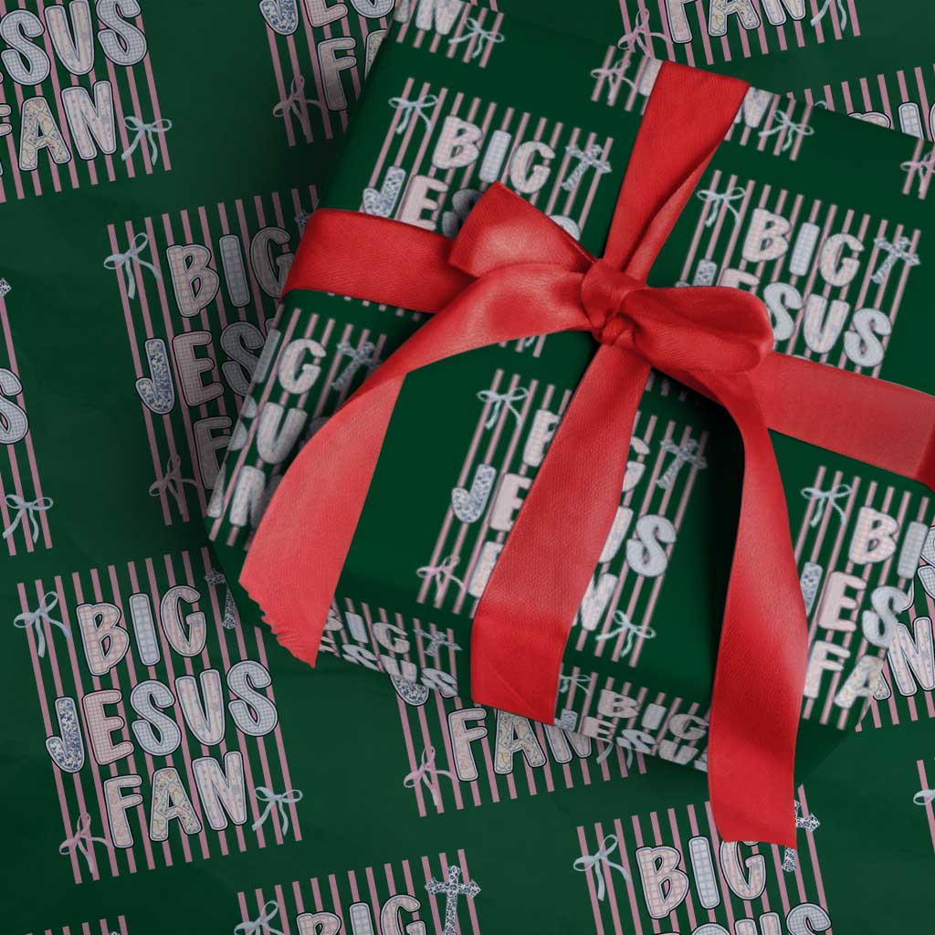 Big Jesus Fan Wrapping Paper Roll Striped Preppy Christian Believer Faith God Religious Gifts TS10 Green Print Your Wear