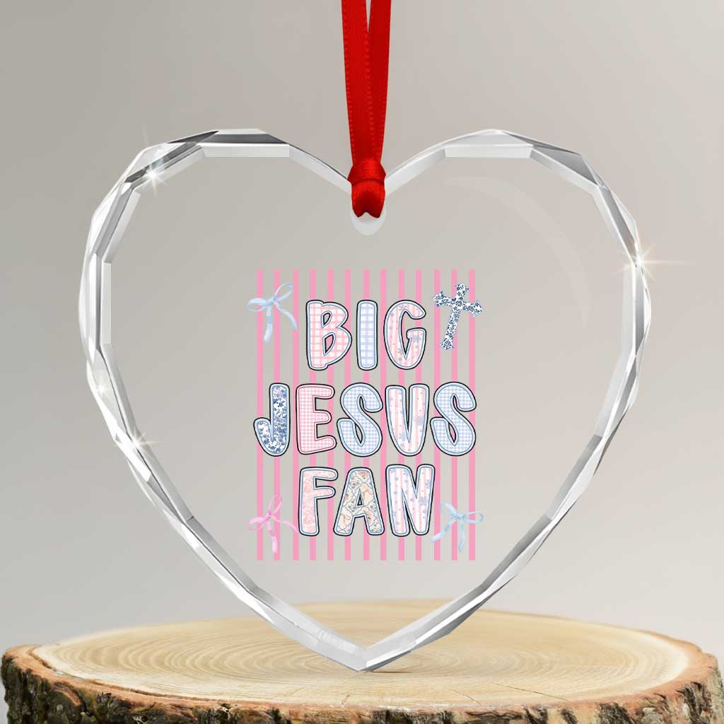 Big Jesus Fan Heart Crystal Glass Ornament Striped Preppy Christian Believer Faith God Religious Gifts TS10 Transparent Glass 3'' Heart Print Your Wear