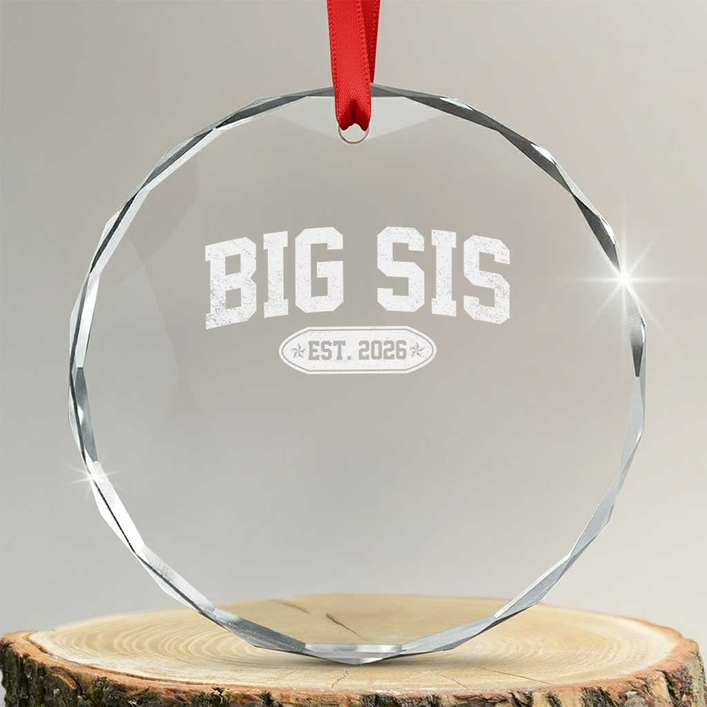 Big Sis Est 2026 Crystal Glass Ornament Big Sister Baby Announcement TS10 Transparent Glass 3'' Circle Print Your Wear